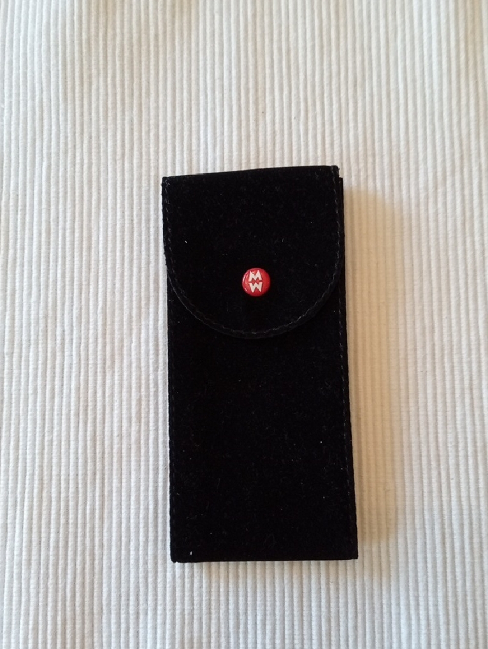 Michele Black Velvet watch Case with Red Button Accent